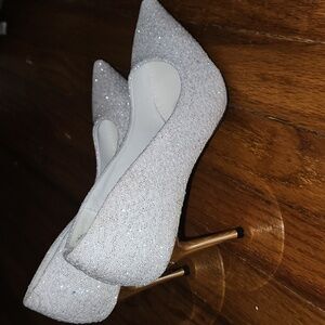 White Glitter Heels Size 8